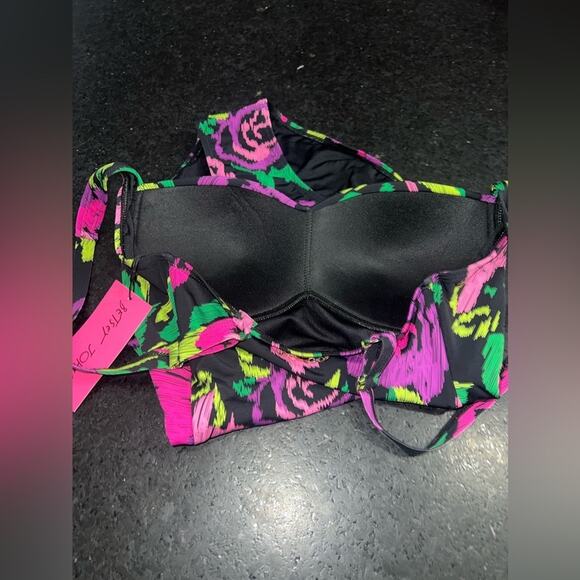 NEW BETSEY JOHNSON BRIGHT FLORAL ONE PIECE SWIMSUIT SZ XL - Picture 11 of 12